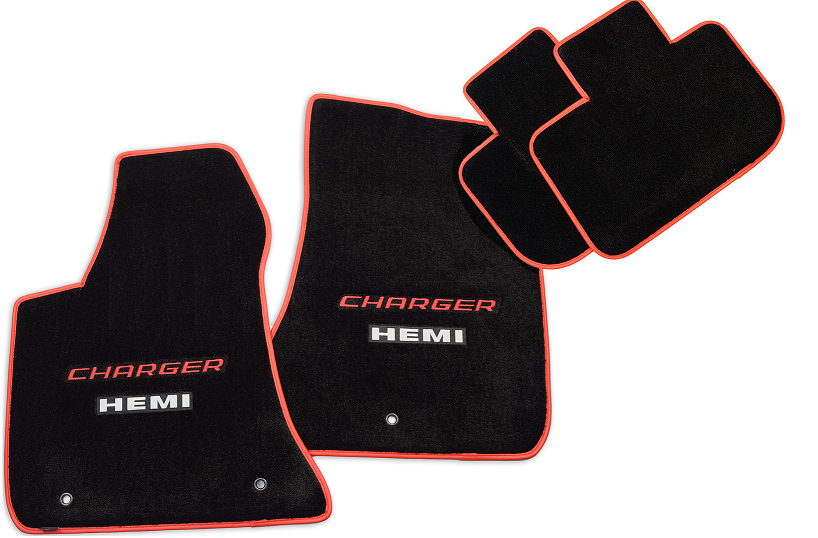 "Charger Hemi" 4-Pc Black Carpet Floor Mats 11-up Dodge Charger - Click Image to Close